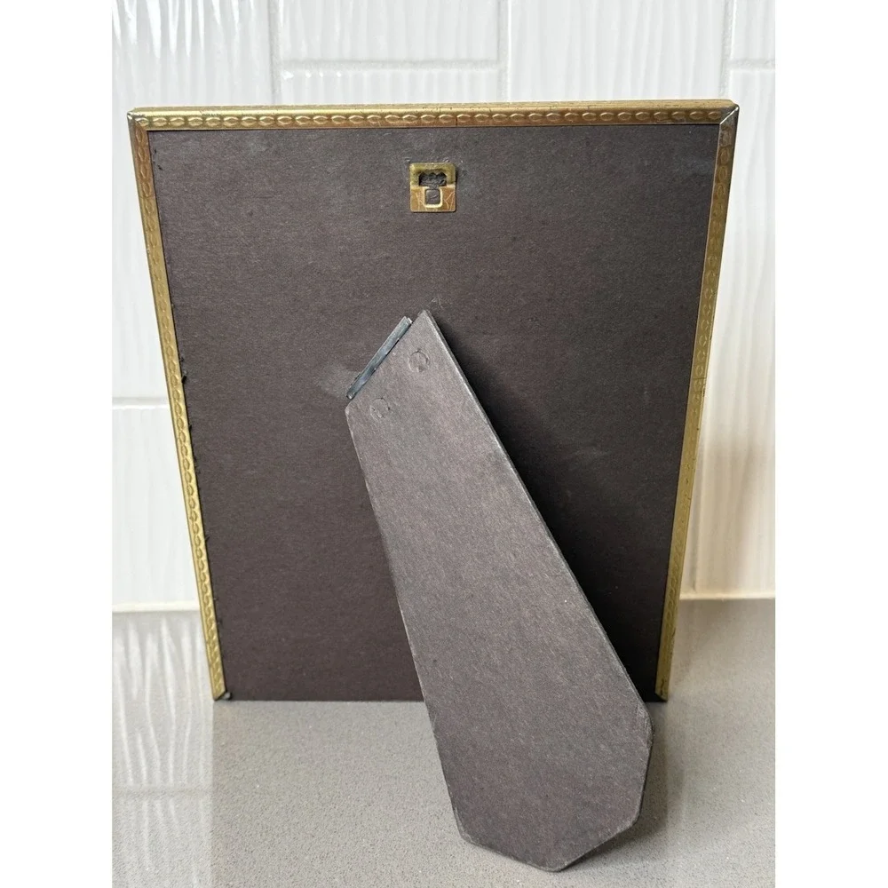 Vintage MCM Art Deco Brass Metal Picture Frame Gold Tone 8 x 10 w/ Glass GUC